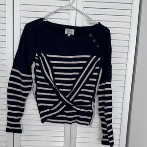 Tommy Hilfiger Navy and White Striped Blouse